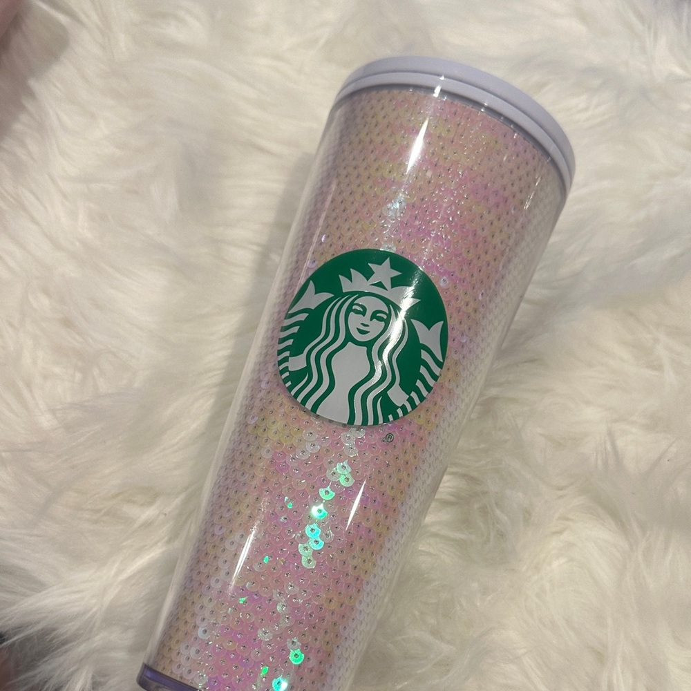 Starbucks 2020 Holiday White Sequin Cold Cup Tumbler